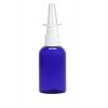 2 oz. Blue Cobalt Translucent PET (BPA Free) 20-410 Plastic Boston Round Bottle-Nasal Sprayer 3 1/2 in. DT