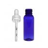 1 oz. Blue Cobalt 20-410 Round Bullet PET (BPA Free) Semi-Translucent Plastic Bottle-CRC Dropper Cap