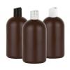 16 oz. Brown 28-410 HDPE Plastic Opaque Boston Rd Bottle-Dispensing Cap