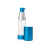 1 oz.-30mm Clear-Blue-Silver Airless Cylinder Round 20mm Other Plastic Bottle-Blue Actuator-Metal Shelled Overcap