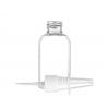 2 oz. Clear 20-410 PET (BPA Free) Plastic Boston Round Bottle-White Nasal Sprayer 3 1/2 in. DT