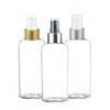 6 oz. Clear 24-410 PET (BPA Free) Plastic Tapered Cosmo Oval Bottle-Gold-Silver Metal Shell FM Sprayer