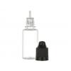 .5 oz. (1/2 oz.)  (15 ml) Clear 13 mm Cylinder Round PET Plastic NON Squeezable Bottle w/ Dropper Plug & Black CRC Non Dispensing Cap