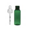 1 oz. Green 20-410 Round Bullet PET (BPA Free) Translucent Plastic Bottle-CRC Dropper Cap