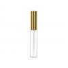 .33 oz. (1/3 oz) (10 ml) Clear 10 MM Round PET Plastic Lip Gloss Bottle-Gold Cap-2 7/8 in. White Stem-Doe Tip