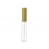 .25 oz. (1/4 oz) (7.5 ml) Clear 10 MM Round PET Plastic Lip Gloss Bottle w/ Insert-Gold Cap-2 7/8 in. White Stem