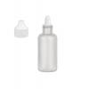 1 oz. Natural LDPE 20-410 Plastic Squeezable Boston Round Bottle-White Dropper Plug-White Cap (Amcor)