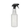 32 oz. Natural Round Carafe Style HDPE 28-400 Trigger Semi-Opaque Plastic Bottle w/ Black Mixor-1 Trigger Sprayer