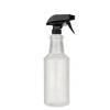 32 oz. Natural Round Carafe Style HDPE 28-400 Trigger Semi-Opaque Plastic Bottle-Black Mixor-1 Trigger Sprayer