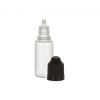 .33 oz. (1/3 oz.) (10 ml) Natural 13 mm Semi-Opaque Cylinder Round LDPE Plastic Squeezable Bottle w/ Dropper Plug & Black CRC Non Dispensing Cap