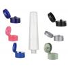 3.33 oz. Natural 22-410 Semi-Opaque Plastic 100 ml Tottle Bottle with Colored Dispensing Cap