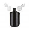 1.25 oz. Black 15-415 PVC Slightly Squeezable Oval Plastic Bottle-Snap Top Cap