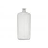 20 oz. Natural Flat Sided Oval 28-415 HDPE Semi-Opaque Squeezable Plastic Bottle-Label Panel-Black Lotion Pump