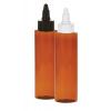 4 oz. Amber Dark Translucent 24-410 PET (BPA Free) PET Plastic Cylinder Round Bottle-Twist Cap-Gasket