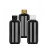 12 oz. Black Boston Round 24-410 PET Opaque Shiny Plastic Bottle-CT Cap