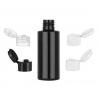 2 oz. Black 20-410 PET Shiny Opaque Plastic Cylinder Round Bottle-Flip Top Cap (MPCH)