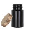 2.5 oz. Black PET Packer 38-400 Round (75 cc) Plastic Bottle-Gloss Finish-Metal Cap