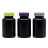 5 oz. Black 38-400 HDPE Round Plastic 150 cc Packer Bottle-CT Cap