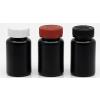 5 oz. Black 38-400 HDPE Round Plastic 150 cc Packer Bottle-CRC Cap