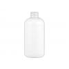 8 oz. White Boston Round 24-410 HDPE Opaque Plastic Bottle w/ White Ribbed Pump-8 3/4 in. dt