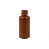1 oz. Brown 20-410 Opaque HDPE Plastic Boston Round Bottle with Black Ribbed Non Dispensing Cap-PE Liner