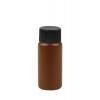 1 oz. Brown 20-410 Opaque HDPE Plastic Boston Round Bottle-Black Ribbed CT Cap-Foam Liner