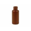 1 oz. Brown 20-410 Opaque HDPE Plastic Boston Round Bottle-Blue Yorker Cap