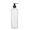 8 oz. Natural HDPE 24-410 Cylinder Round Semi-Opaque Squeezable Plastic Bottle-Black Lotion Pump