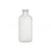 4 oz. Natural Boston Round 24-410 LDPE Semi-Opaque Squeezable Plastic Bottle-Natural Plug .090 Orif-White Ribbed Cap