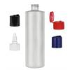 16 oz. Natural Cylinder Round 24-410 HDPE Semi-Opaque Flamed Plastic Bottle-Dispensing Cap