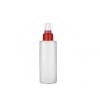 4 oz. Natural Cylinder Round 24-410 HDPE Semi-Opaque Flamed Squeezable Plastic Bottle-White-Red FM Sprayer