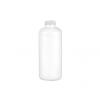 6 oz. White Pearl Tall Boston Round 24-400 HDPE Opaque Plastic Bottle w/ Natural-Red Yorker