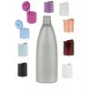 10 oz. Silver Pearl HDPE 24-415 Opaque Tapered Squeezalbe Oval Plastic Bottle w/ Dispensing Cap