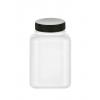 6.67 oz. White (200 ML) 45-400 HDPE Square Packer Plastic Bottle-Black Ribbed Non Dispensing Cap