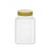 6.67 oz. White (200 ML) 45-400 HDPE Square Packer Plastic Bottle-Gold Pearl Ribbed Non Dispensing Cap