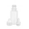 1 oz. White LDPE 20-410 Plastic Squeezable Boston Round Bottle-White Dropper Plug-White Cap