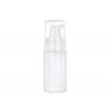 3.33 oz. White PET Cylinder Round (100ml) 43mm Opaque Glossy Plastic Bottle-White Foamer-Clear Hood