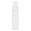 6.67 oz. White Shiny PET 43 MM Opaque (200ml) Cylinder Round Plastic Bottle-White Foamer-Clear Hood