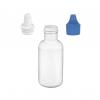 .5 oz. (1/2 oz) White 15-415 Boston Round LDPE Plastic Bottle-Dropper Plug-Blue Cap