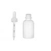 2 oz. White Opaque HDPE 20-400 Plastic Boston Round Bottle-Tincture-White CRC Dropper-0.66-1.33-ml