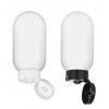 2 oz. White Tottle HDPE 22-400 Plastic Bottle-Blk-White Flip Top Dispensing (Stock) Cap