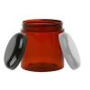 8 oz. Amber Dark Round Single Wall 70-400 PET Plastic Jar-Colored Lid