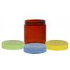 8 oz. Amber Dark Round Single Wall 70-400 PET Plastic Jar-Colored CRC Cap