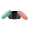 2 oz. Black Low Profile Thick Wall 70-400 Round PP Plastic Jar with Square Base-Colored Lid