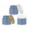 1 oz. Blue Single Wall 53-400 Round Other Plastic Jar-False Bottom-Colored Cap