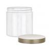 8 oz. White Round Single Wall Shiny 70-400 Opaque PET Plastic Jar-Colored Lid (Silgan)