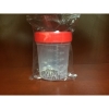 4 oz. Clear PP Plastic Single Wall Graduated Sterile Specimen Jar-Label Area-Red CT Cap