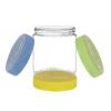 8 oz. Clear Round Single Wall 70-400 PET Plastic Jar-CRC Colored Lid