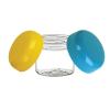 1 oz. Clear Plastic Single Wall 38-400 PET Jar- Colored Dome CT Cap