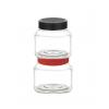 12 oz. Clear PET 70-400 Plastic Single Wall Square Stackable Jar-Round Shoulder-Deep Skirt Colored Lid